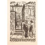 ROGER HAMPSON (1925 - 1996) LINOCUT Accrington Conversation Signed, titled and numbered 1/10 in
