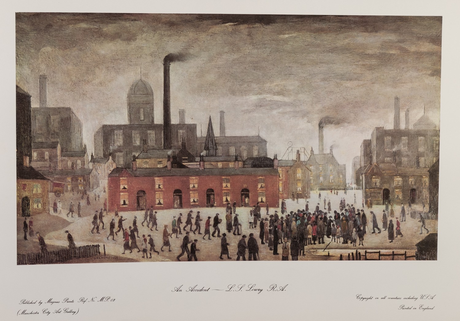 AFTER L.S. LOWRY FIVE UNSIGNED COLOUR PRINTS ?An Accident?, published by Magnus Prints 12? x - Image 2 of 2
