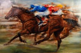 GARY BENFIELD (b.1965) OIL ON CANVAS ?Sport of Kings? Signed, titled to gallery label verso 31 ¾?