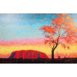 ROLF HARRIS (b. 1930) ARTIST SIGNED LIMITED EDITION COLOUR PRINT ON CANVAS ?Uluru Sunset Surprise