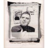 TRACEY COVERLEY (b.1970) FABRIC AND THREAD PORTRAIT ?Francis Bacon & Rembrandt? 12 ½? x 10? (31.