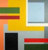 CHRISTOPHER CORAM (b. 1948) OIL PAINTING ON BOARD Rectilinear abstract Signed and dated (20)19 lower