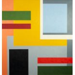 CHRISTOPHER CORAM (b. 1948) OIL PAINTING ON BOARD Rectilinear abstract Signed and dated (20)19 lower