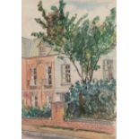 IAN GRANT (1904 - 1993) WATERCOLOUR DRAWING Cathedral Close, Gloucester Signed lower right and