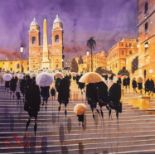 PETER J. RODGERS, (MODERN) WATERCOLOUR DRAWING ?Step Reflections, Rome? Signed, titled to gallery