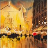 PETER J. RODGERS, (MODERN) WATERCOLOUR DRAWING ?Market Reflections, Spain? Signed, titled to gallery