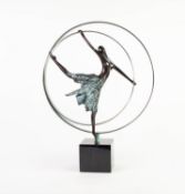 JENNINE PARKER (b.1971) LIMITED EDITION PATINATED BRONZE AND WHITE METAL FIGURE ?Elevation?, (79/