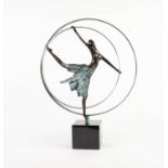JENNINE PARKER (b.1971) LIMITED EDITION PATINATED BRONZE AND WHITE METAL FIGURE ?Elevation?, (79/