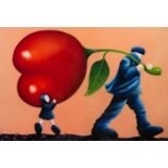 MACKENZIE THORPE, (b.1956) ARTIST SIGNED LIMITED EDITION COLOUR PRINT ?Helping Dad?, (48/195),