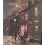 TOM BROWN ARTIST SIGNED LIMITED EDITION COLOUR PRINT Terraced houses, Salford and corner shop with