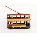 HOWARD GORST (b.1955) DETAILED AND PAINTED CERAMIC MODEL OF A BYGONE TRAM ?Hollinwood to Werneth?,