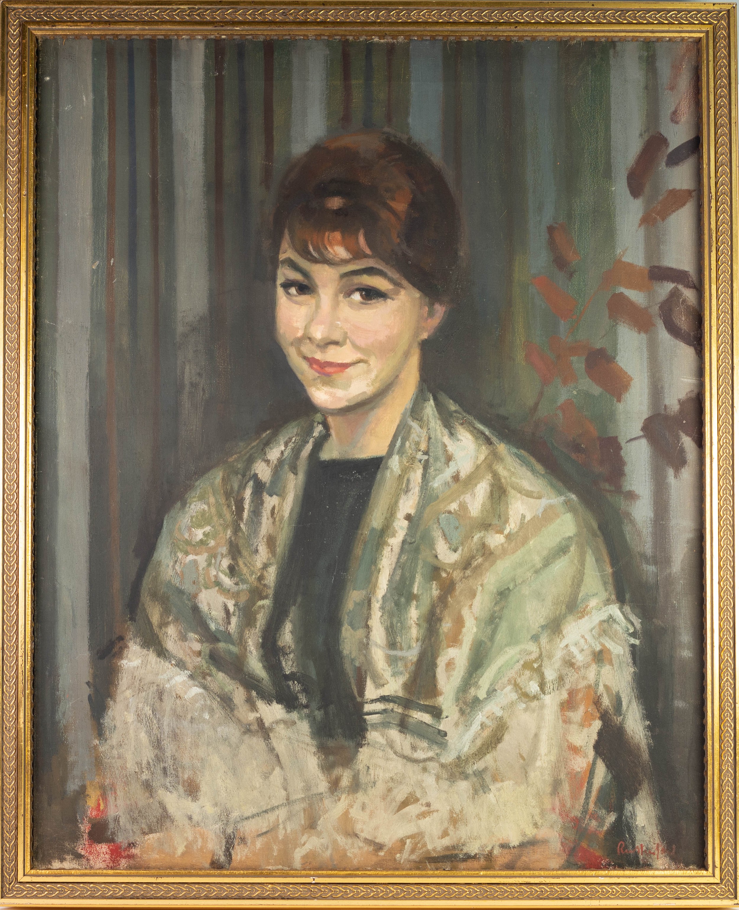 HARRY RUTHERFORD (1903 - 1985) OIL PAINTING ON CANVAS Half-length portrait of Olive Bagshaw Signed - Image 2 of 2