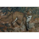 CHARLES FREDERICK TUNNICLIFFE (1901 - 1979) WATERCOLOUR ON BUFF PAPER Alert Fox Signed lower