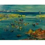 LAWRENCE JAMES ISHERWOOD (1917 - 1988) OIL PAINTING ON BOARD Mevagissey, Cornwall Signed lower