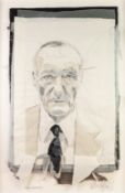 TRACEY COVERLEY (b.1970) FABRIC AND THREAD PORTRAIT ?William S Burroughs? Signed and titled 26 ½?