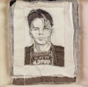 TRACEY COVERLEY (b.1970) FABRIC AND THREAD PORTRAIT Frank Sinatra, taken from a police photograph,