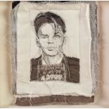 TRACEY COVERLEY (b.1970) FABRIC AND THREAD PORTRAIT Frank Sinatra, taken from a police photograph,