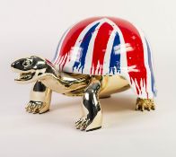 DIEDERIK VAN APPLE (b.1985) LIMITED EDITION RESIN SCULPTURE OF A ?GOLDEN PEACE TURTLE? ?Union Jack?,