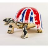 DIEDERIK VAN APPLE (b.1985) LIMITED EDITION RESIN SCULPTURE OF A ?GOLDEN PEACE TURTLE? ?Union Jack?,