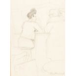 HARRY RUTHERFORD (1903 - 1985) PENCIL DRAWING Two women at a bar counter Signed lower right 6 3/