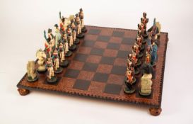 SIGNS - NAPOLEONIC SOLDIERS MOULDED AND PAINTED COMPOSITION CHESS SET in British and French