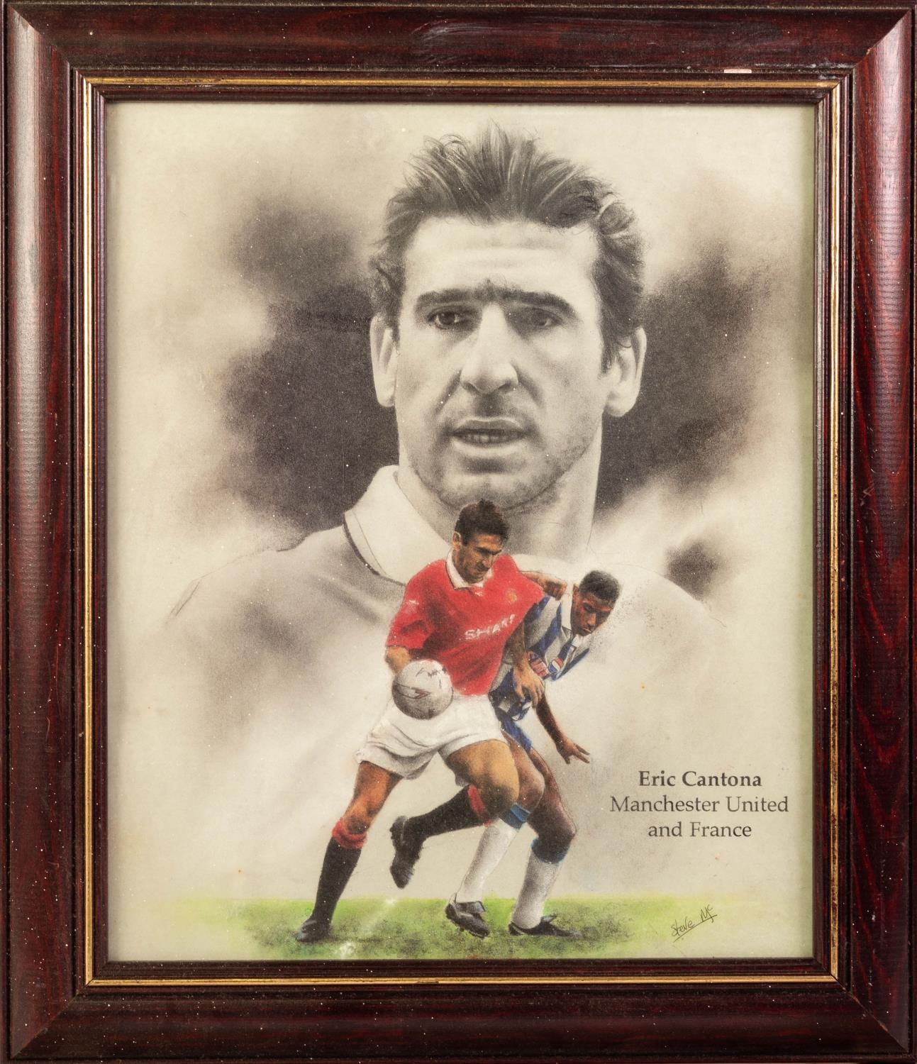 FIVE FRAMED PHOTOGRAPHIC PRINTS RELATING TO MANCHESTER UNITED including; 'King Eric' and a WALL - Image 5 of 7