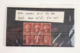 SUPERB, FINELY USED 1d RED present as a block of 6, plate number 95
