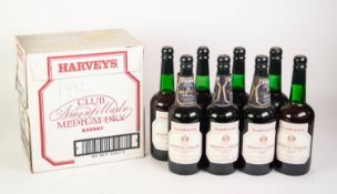 EIGHT 70cl BOTTLES OF HARVEYS - CLUB AMONTILLADO MEDIUM DRY SHERRY  in related cardboard box AND A