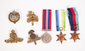 THREE WORLD WAR II MEDALS AND RIBBONS, 1939-45' medal; ' The Atlantic Star' and 'The 1939-1945 Star'