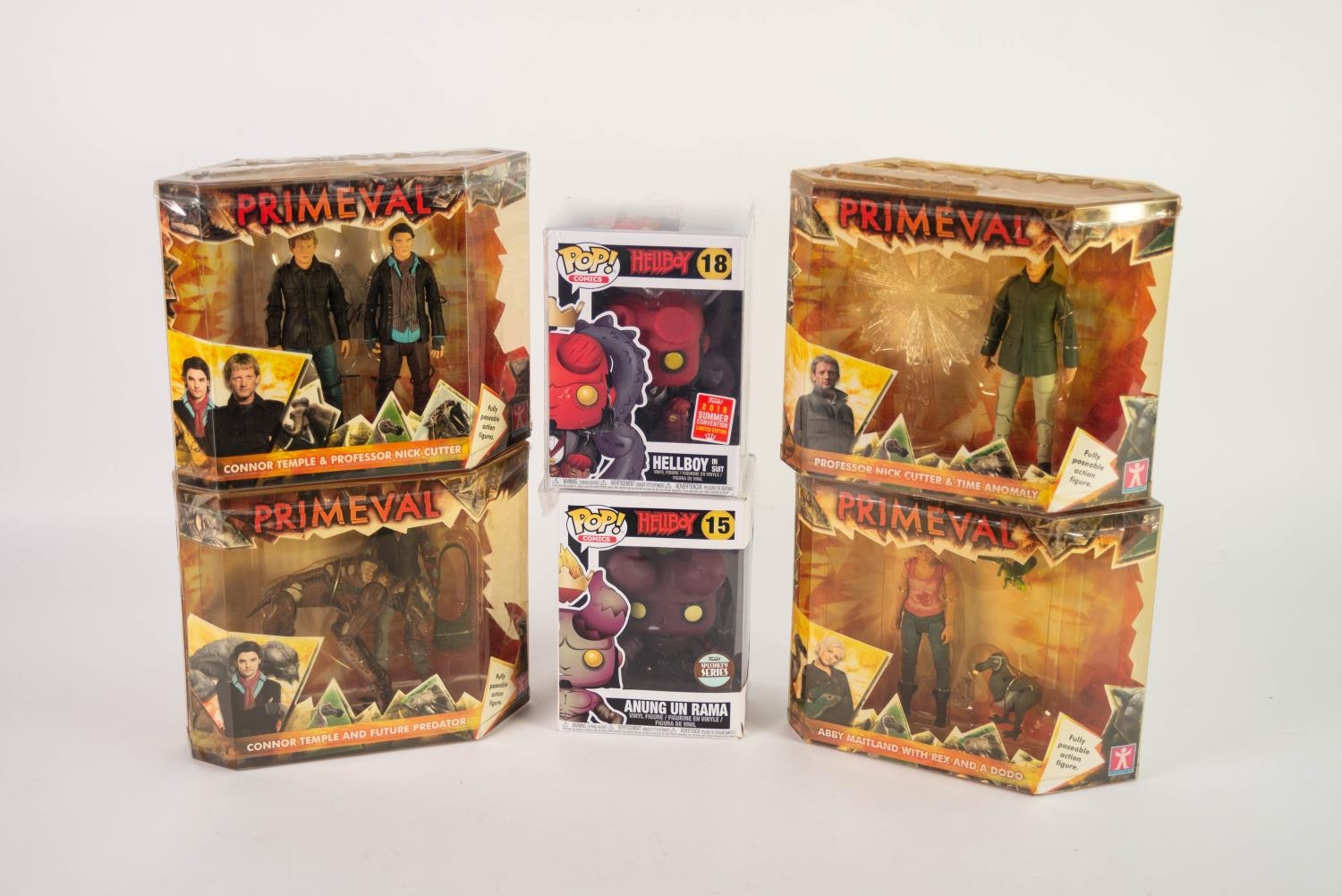 FOUR BOXED ?PRIMEVAL? FIGURES, Professor Nick Cutter & Time Anomaly, Connor Temple and Future