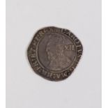 A CHARLES I HAMMERED SILVER SHILLING, Porcullis Mint mark for Town Mint 1633-4 (F)
