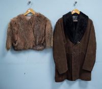 LADY'S BROWN FOX FUR SEMI-FITTED SHORT EVENING CAPE and a Sarpell lady's Italian BROWN DYED