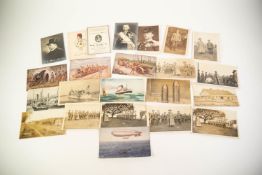FOUR EARLY TWENTIETH CENTURY WAR BOND CAMPAIGN COLOUR POSTCARDS, A SELECTION OF MILITARY RELATED