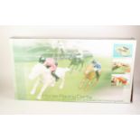 PEERS HARVEY GROUP, BOXED BATTERY POWERED HORSE RACE GAME, with plastic oval track for three