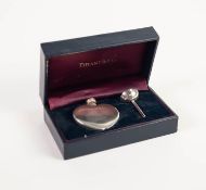 BOXED MODERN TIFFANY & CO STERLINE SILVER HEART SHAPED SCENT BOTTLE, with screw-down top and the