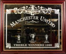 FIVE FRAMED PHOTOGRAPHIC PRINTS RELATING TO MANCHESTER UNITED including; 'King Eric' and a WALL