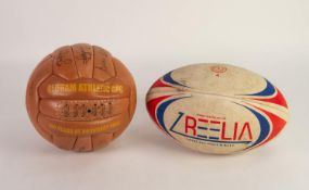 OLDHAM ATHLETIC ?100 YEARS AT BOUNDARY PARK? SIGNED BROWN LEATHER FOOTBALL, 2006-2007 season,