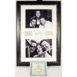 THE GOONS, THREE INDIVIDUAL AUTOGRAPHS ON CARD, framed as a montage with two black and white