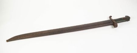FRENCH NINETEENTH CENTURY SWORD BAYONET OF TYPICAL FORM, inscribed to back edge Paris, maker 1854,