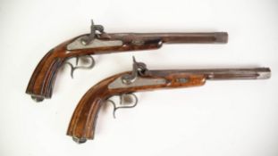 GOOD PAIR, CIRCA 1840 PERCUSSION DUELLING PISTOLS BY AUGUST FRONCOTTE & CIE, BELGIUM, having 10 5/