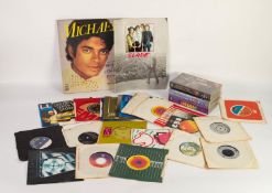 VINYL RECORDS CASSETTES. A large selection of approx. 100 mixed genre 45rpm SINGLES, various artists