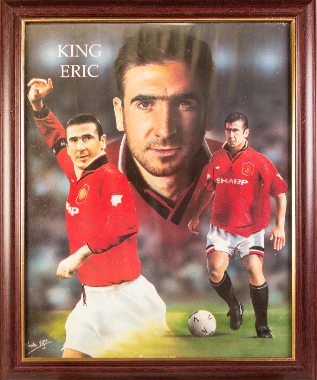 FIVE FRAMED PHOTOGRAPHIC PRINTS RELATING TO MANCHESTER UNITED including; 'King Eric' and a WALL - Image 4 of 7