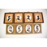 ENID ELLIOTT LINDER, EIGHT REPRODUCTION OVAL SILHOUETTES, each signed by the artist in pencil,