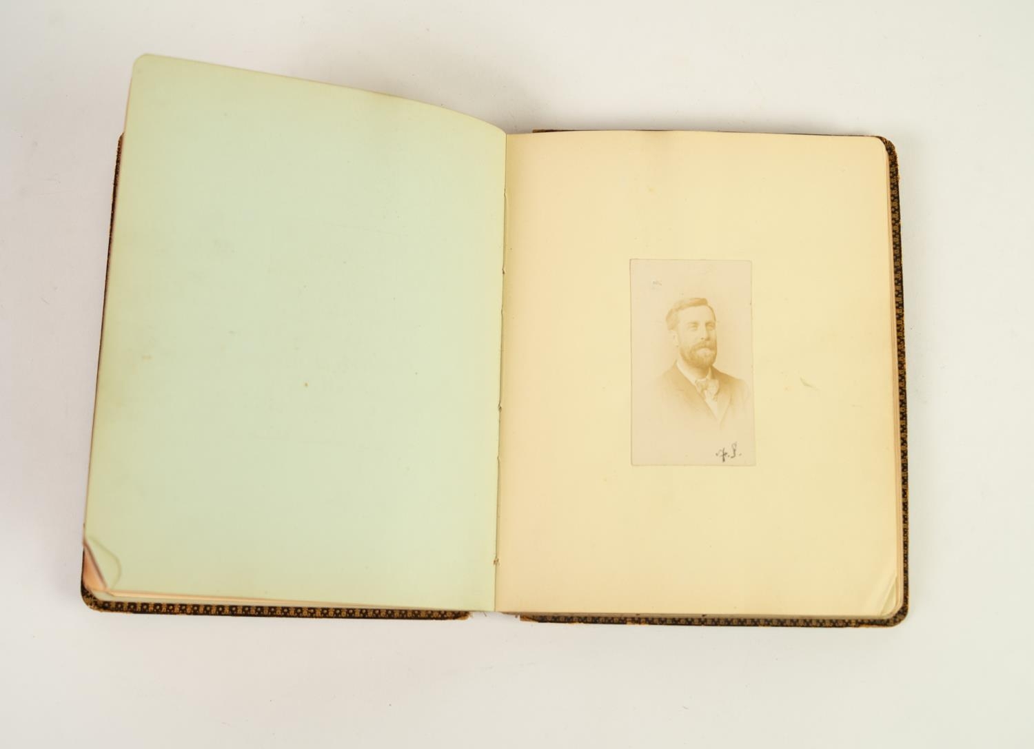 LATE VICTORIAN PERSONAL AUTOGRAPH ALBUM with seven good pictorial entries, circa 1900 - Image 2 of 3