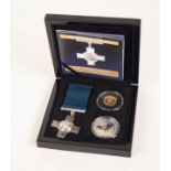 BRADFORD EXCHANGE LIMITED EDITION THE GEORGE CROSS AND SILVER COMMEMORATIVE SET, to include; 9ct and