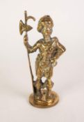 MID NINETEENTH CENTURY FIGURAL BRASS DOOR PORTER, modelled as a Scottish Royal Highlander Guard,