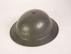 BRITISH WORLD WAR II BRODIE HELMET, grey finish, the front stamped 345 in white, (good overall