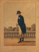 EARLY NINETEENTH CENTURY CHROMOLITHOGRAPHIC PRINT OF GEORGE III STANDING BY A GARDEN BALUSTRADE, '