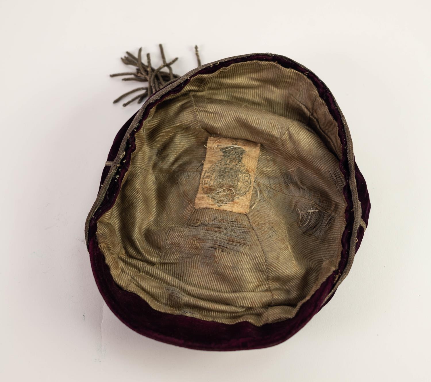 ENGLAND INTERNATIONAL FOOTBALL CAP 1906-7, deep purple velvet with silver braid and tassel with - Image 2 of 2