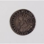 A CHARLES I HAMMERED SILVER SHILLING, Lion mint mark for York 1642-4 (VF)